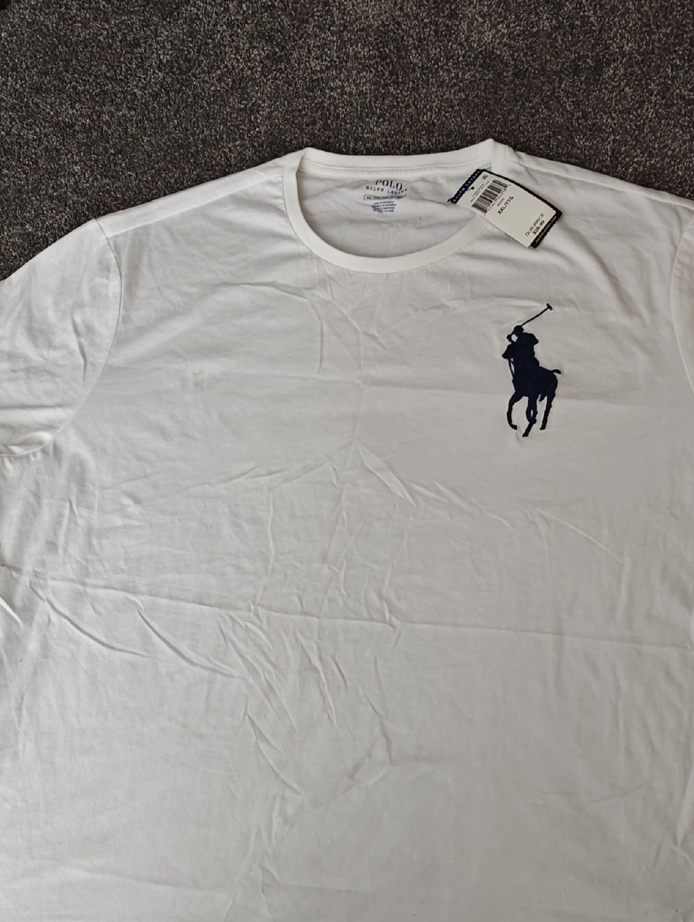 Polo by Ralph Lauren White Short Sleeve Tee with Navy Logo